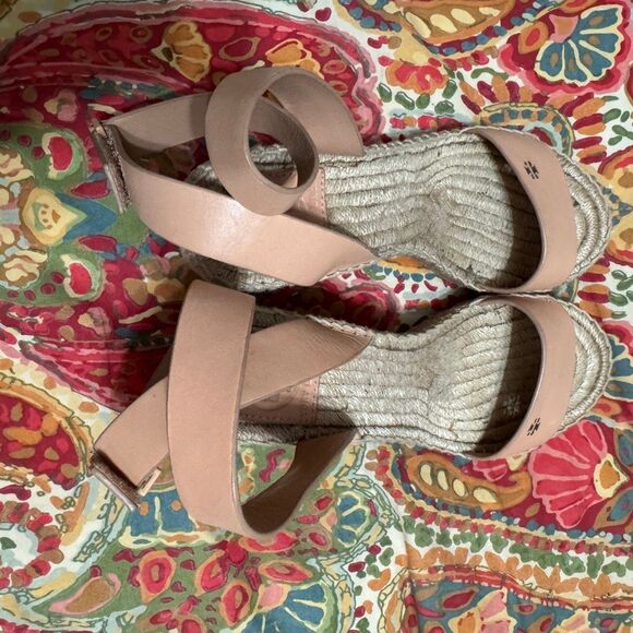 Tory Burch Bima espadrille wedge nude color sandal size 8 - Picture 4 of 10